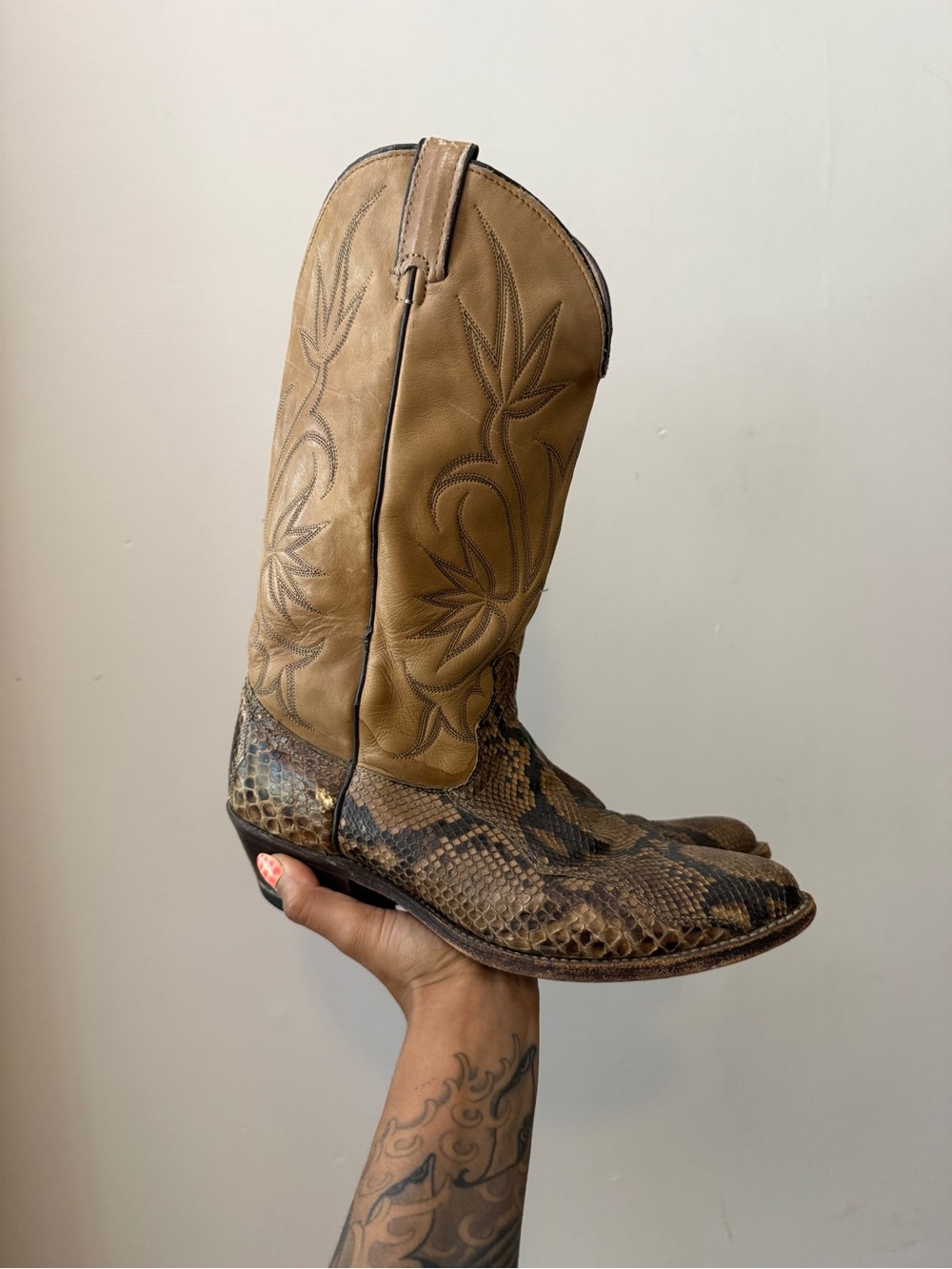 Vintage Python Snakeskin Cowboy Boots | USA Made